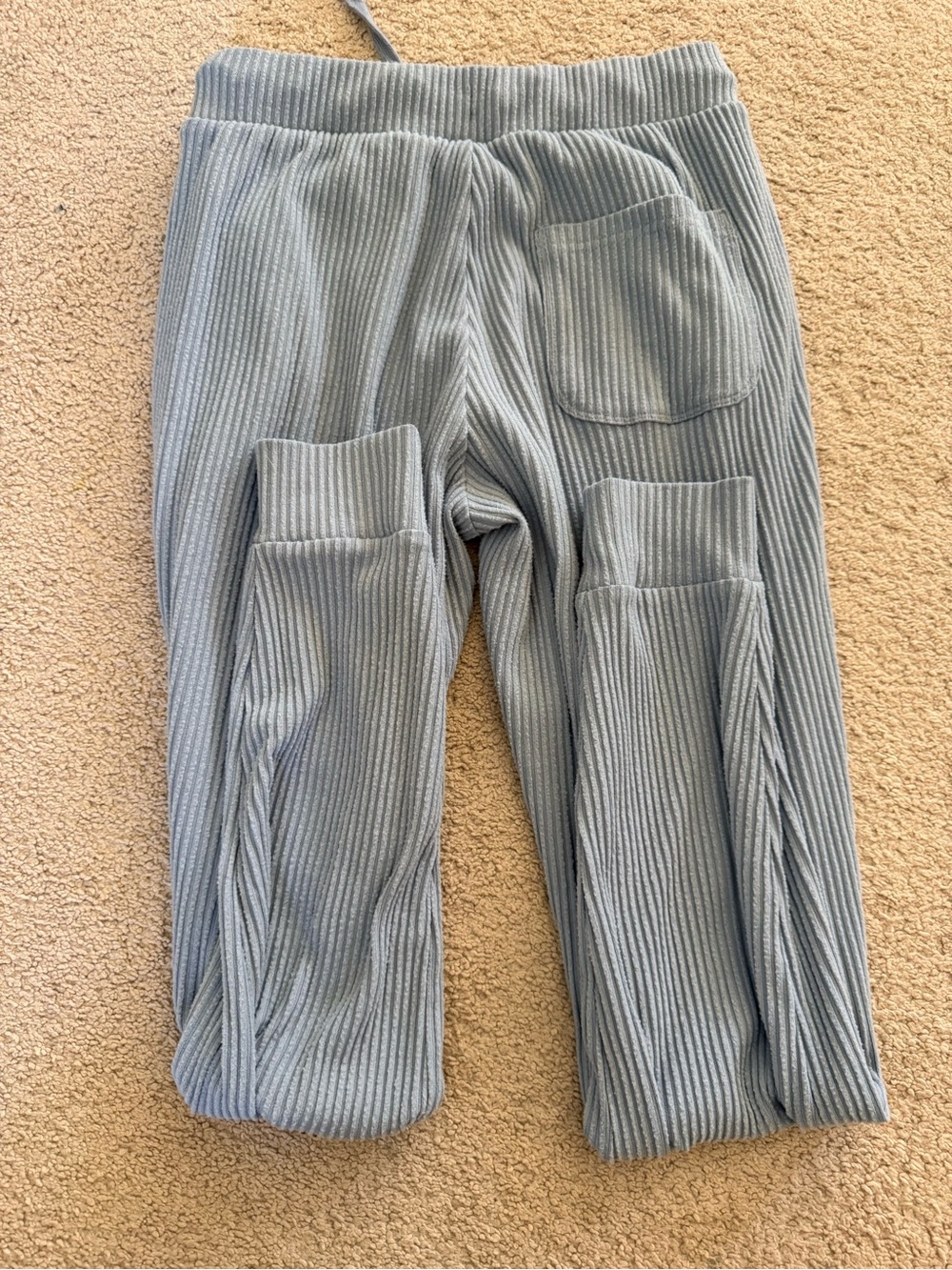 ALO Muse Ribbed Light Blue Drawstring Joggers - Picture 5 of 5
